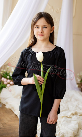 Black embroidered blouse for a girl 917-5