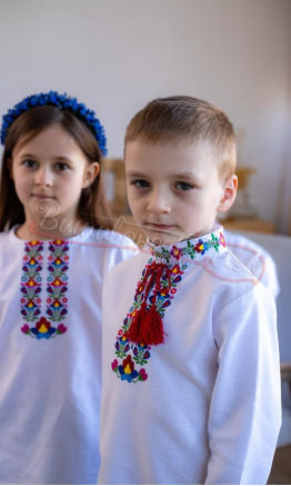 Вишиванка для хлопчика з барвистим узором 7280