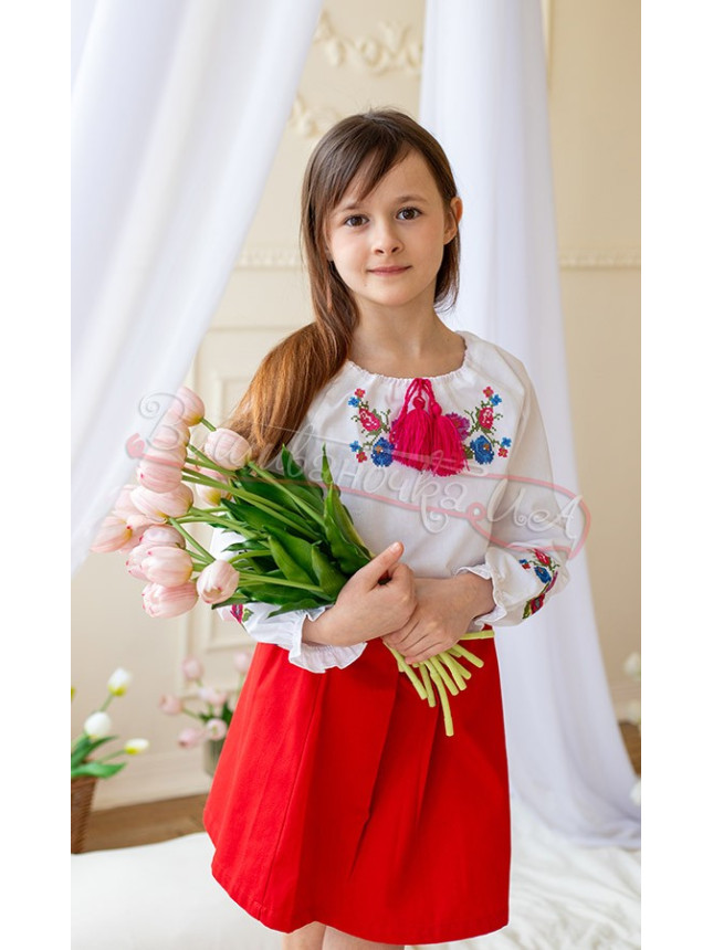 Shirt with embroidered flowers 9400 size 110