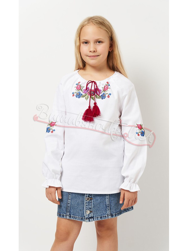 Shirt with embroidered flowers 9400 size 110