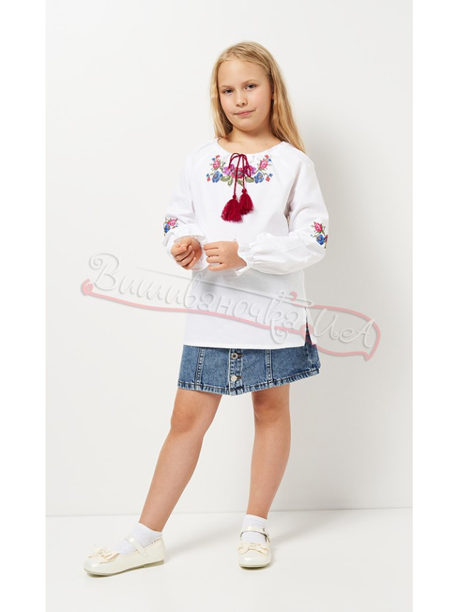 Shirt with embroidered flowers 9400 size 110