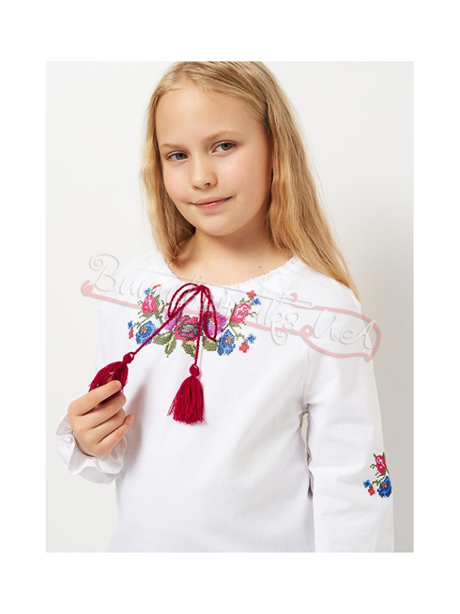 Shirt with embroidered flowers 9400 size 110