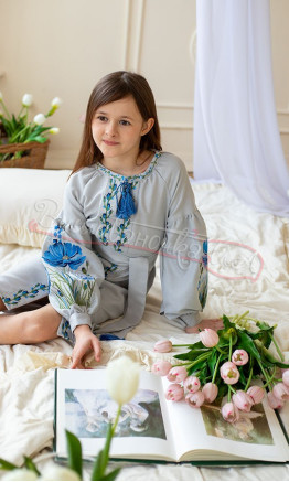 Dress for a girl with floral pattern 8205-7