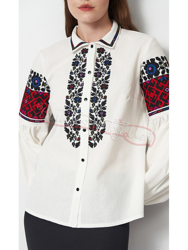 Blouse with Borshchiv pattern on a clasp 599-2 size 48