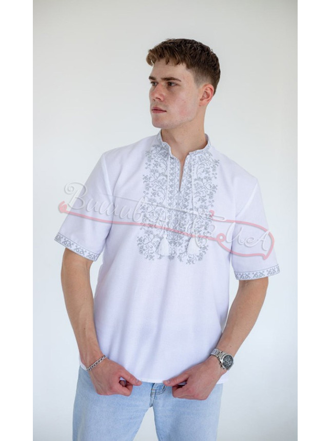 Men's vyshyvanka with grey pattern, short sleeves 317-1к size 42