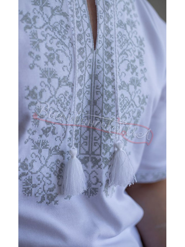 Men's vyshyvanka with grey pattern, short sleeves 317-1к size 42