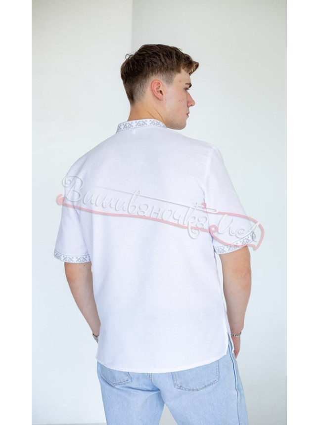 Men's vyshyvanka with grey pattern, short sleeves 317-1к size 42