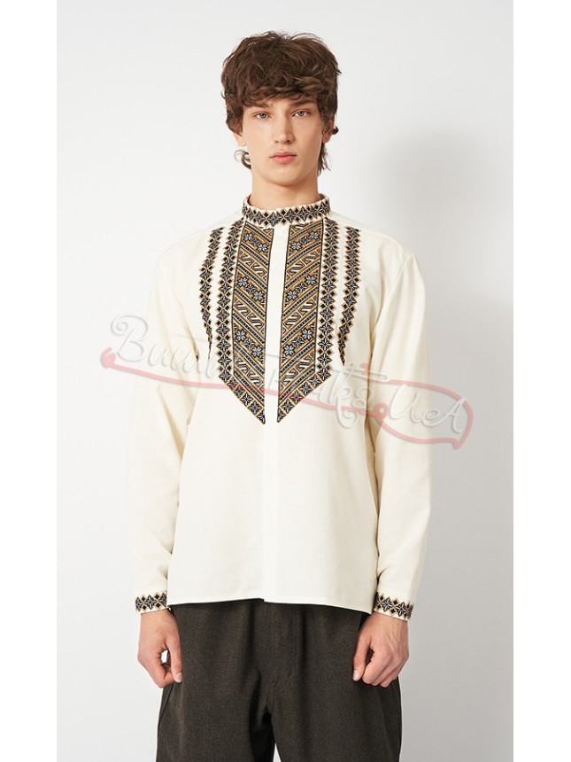 Men's embroidered shirt with geometric pattern 367-24
