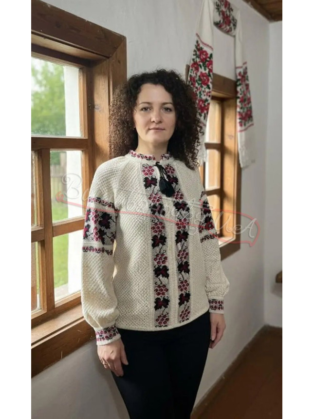 Knitted vyshyvanka with viburnum ornament 5891