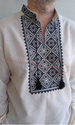 Embroidered shirt with black ornament 319-5