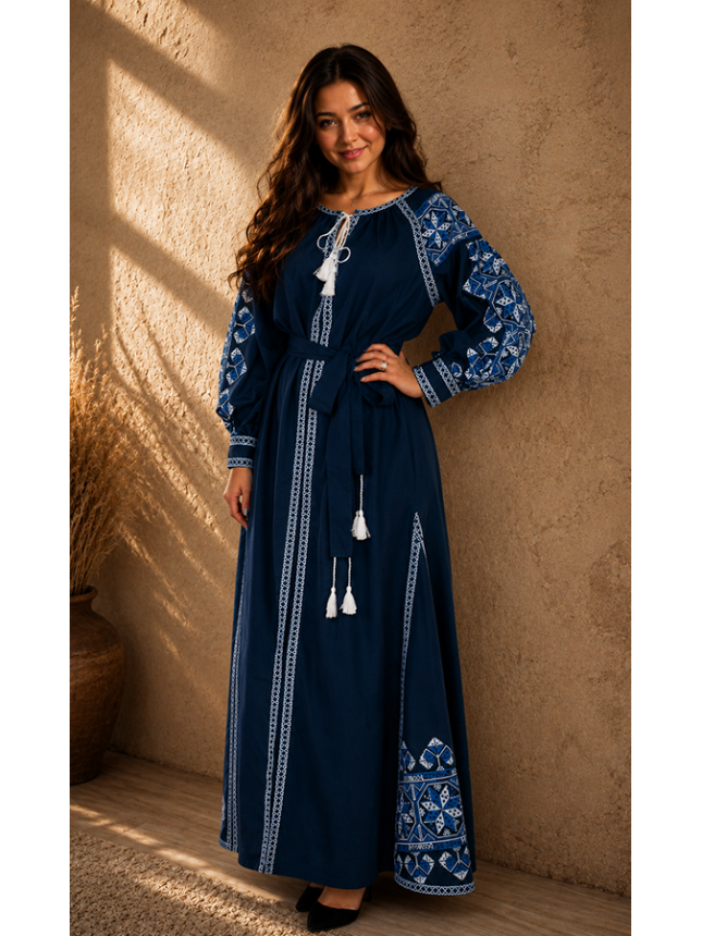 Exclusive dress ethnic style in blue 7249 size 48
