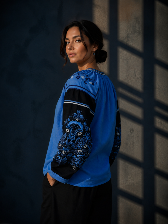 Women's blouse with embroidered ornament 7252