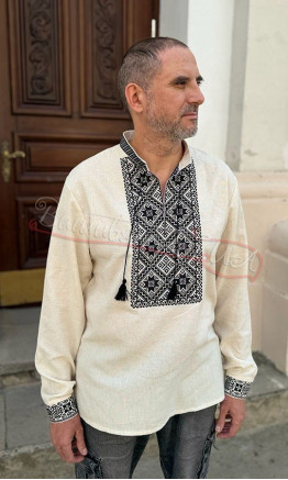 Men's shirt with black ornament 377-5