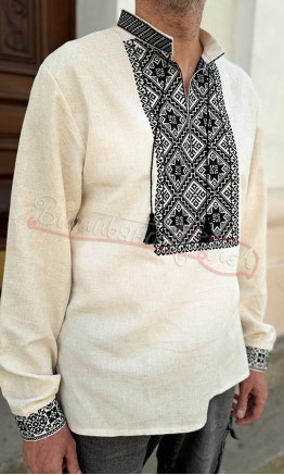 Men's shirt with black ornament 377-5