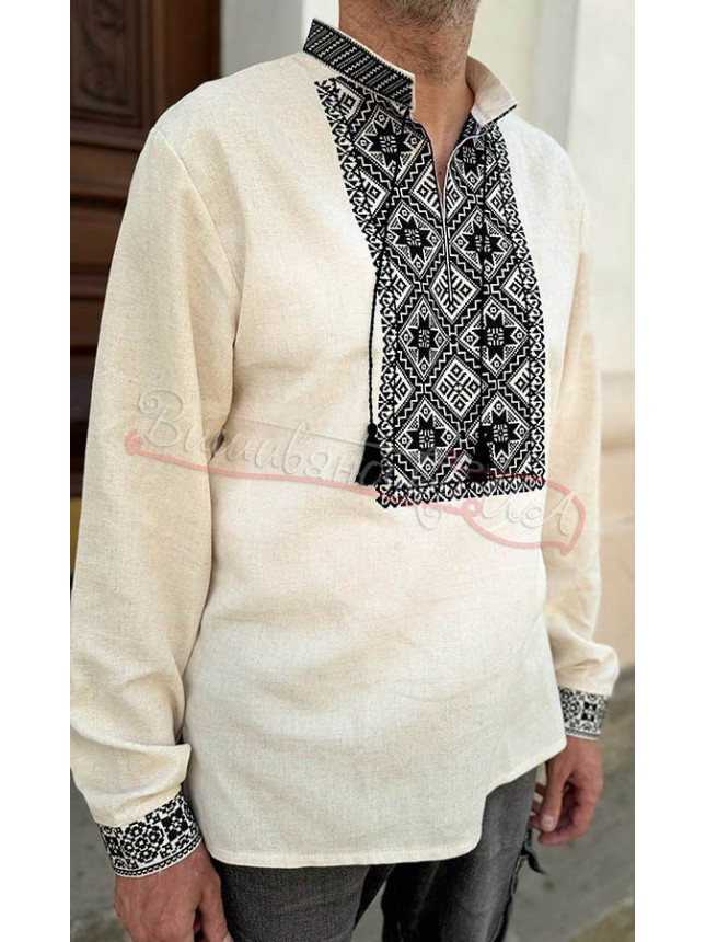 Men's shirt with black ornament 377-5