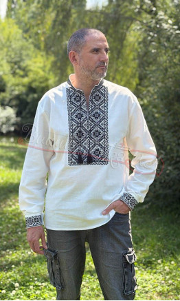 Men's vyshyvanka, black pattern 377-1