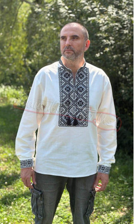 Men's vyshyvanka, black pattern 377-1