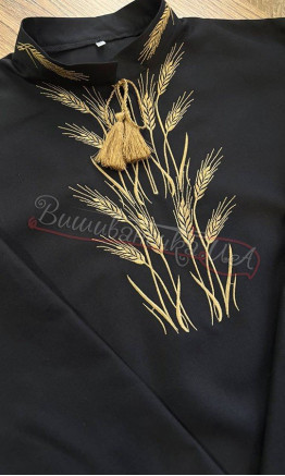 Black vyshyvanka with wheat ears 312-5