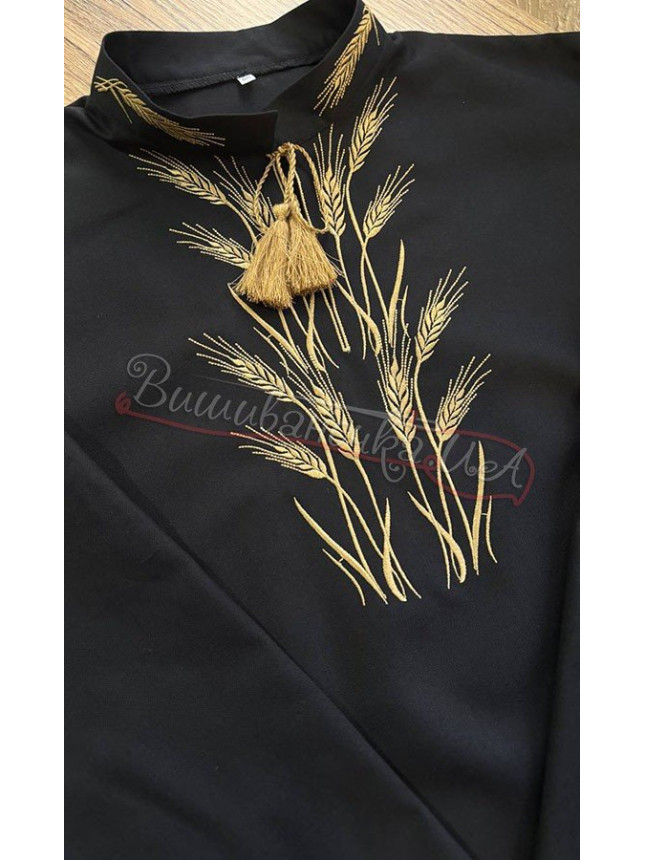 Black vyshyvanka with wheat ears 312-5