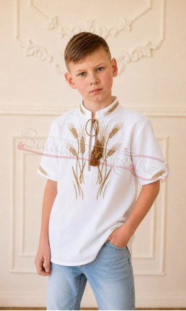 Vyshyvanka with wheat ears, short sleeves 712-7к