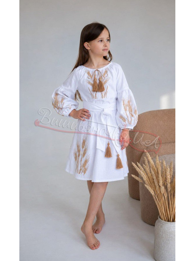 Children's dress with wheat ears 812-8 size 116