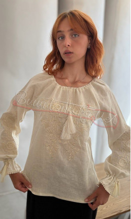 Embroidered blouse in linen 524-1