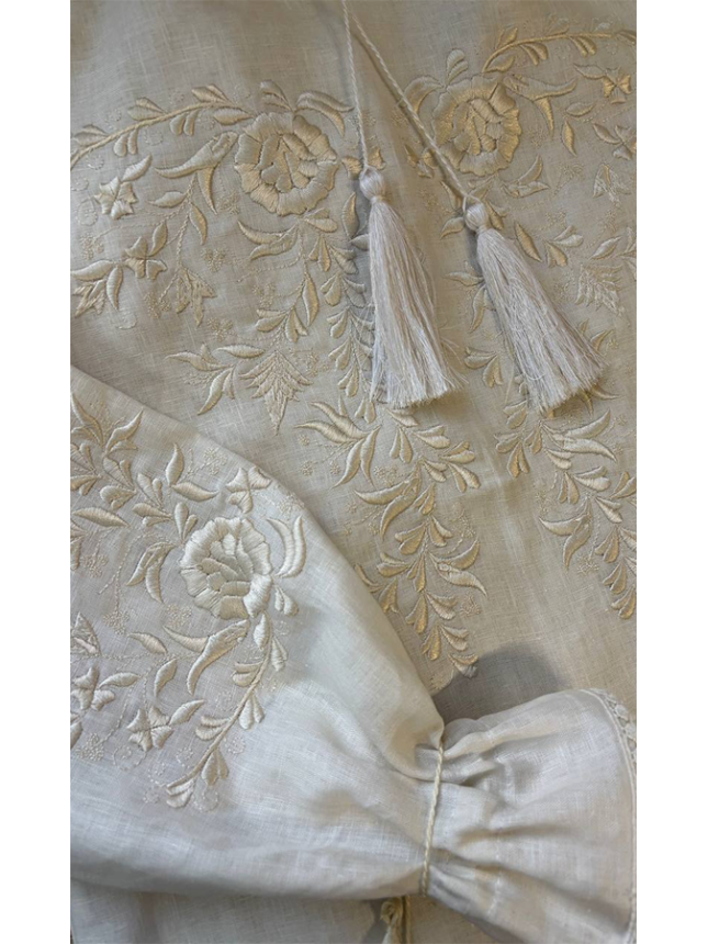 Embroidered blouse in linen 524-1 colour Red size 52