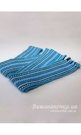 Дитячий тканий пояс до вишиванки, синій 0009