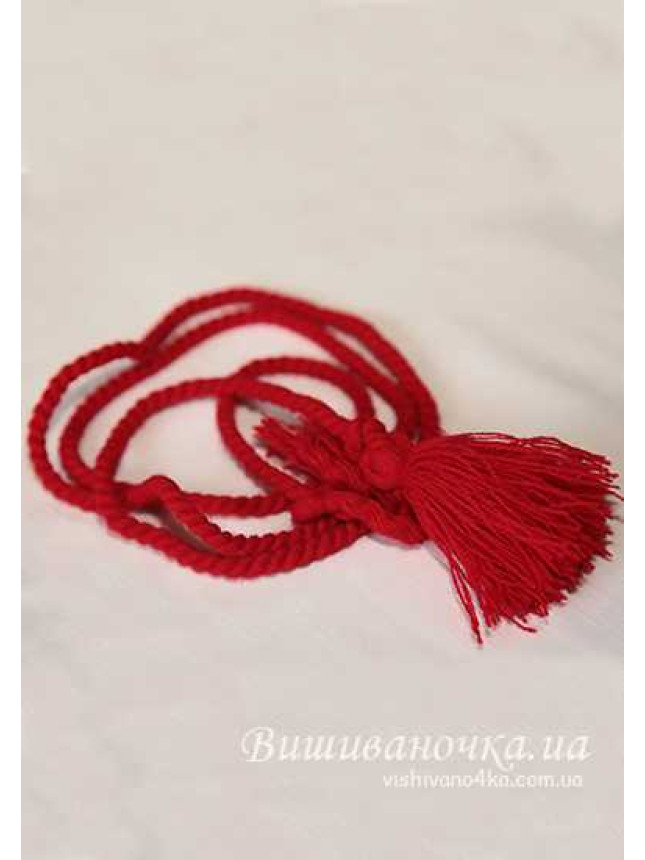 Червоний поясок жіночий, косичка 0005