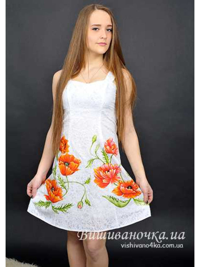 Artistic hand painting dress poppies Р3413