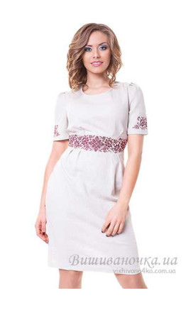 Women's dress with embroidery, linen СЛ053