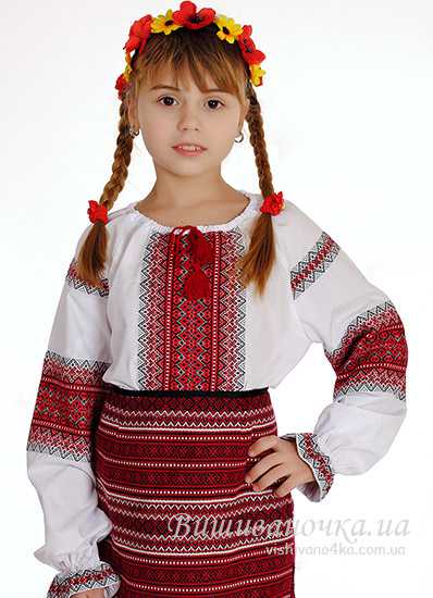 Ткана блузка вишиванка на дівчинку 0151 - фото 1 vishivano4ka.com.ua