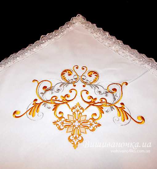 Крыжма с распашонкой для крещения 4101 - фото 2 vishivano4ka.com.ua