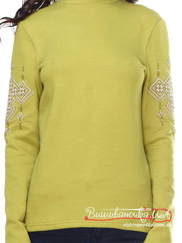 Гольф с вышивкой салатовый, трикотаж 5112 - фото 3 vishivano4ka.com.ua