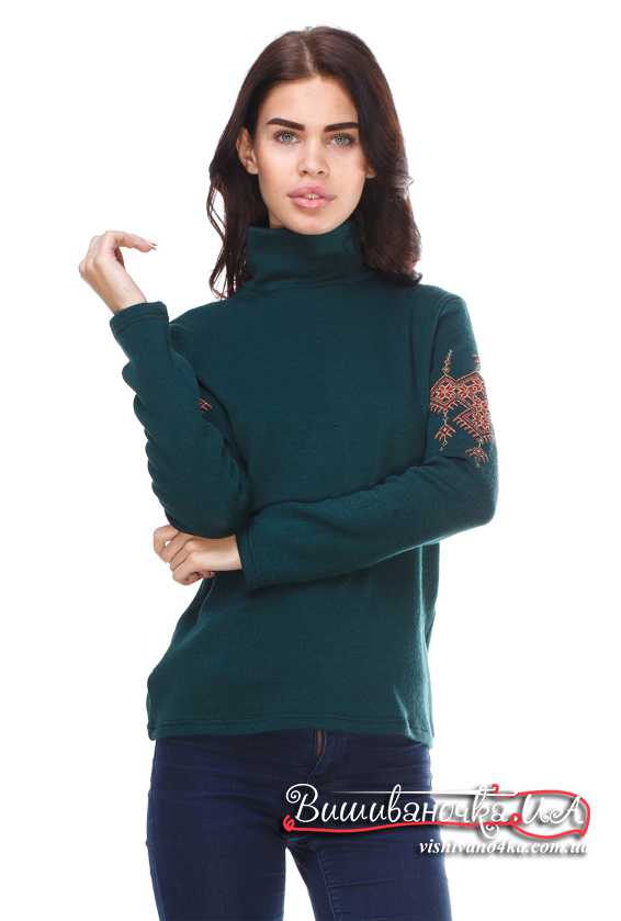 Трикотажный гольф с вышивкой на рукавах 5113 - фото 1 vishivano4ka.com.ua