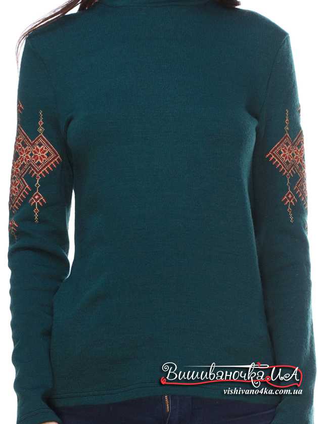 Трикотажный гольф с вышивкой на рукавах 5113 - фото 3 vishivano4ka.com.ua