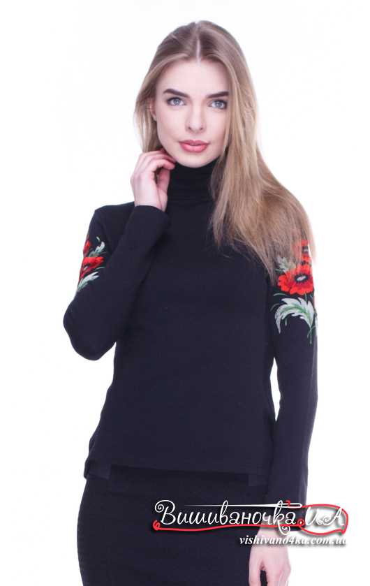 Жіночий гольф с вишивкою на рукавах 5114 - фото 1 vishivano4ka.com.ua