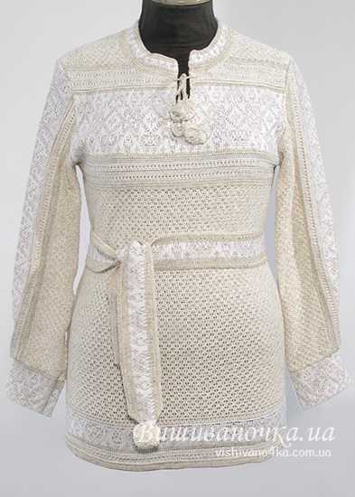 Жіноча вишиванка вязана біла 5266 - фото 2 vishivano4ka.com.ua