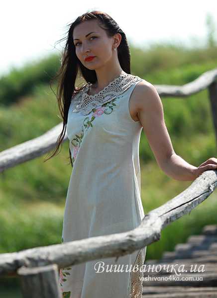 Женское длинное платье с кружевом 7057 - фото 3 vishivano4ka.com.ua