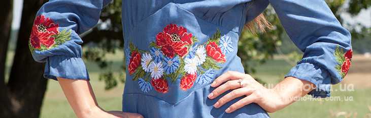 Платье с вышивкой, синее СЛ015 - фото 2 vishivano4ka.com.ua