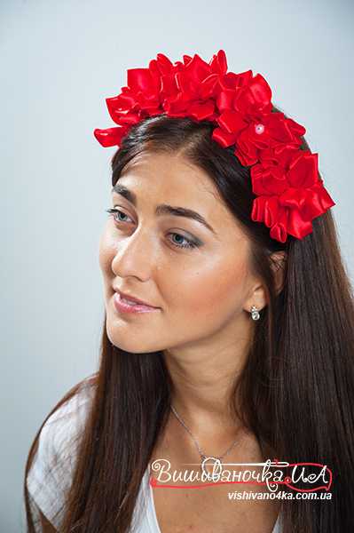 Віночок на обручі зі стрічок для дівчаток 0207 - фото 2 vishivano4ka.com.ua