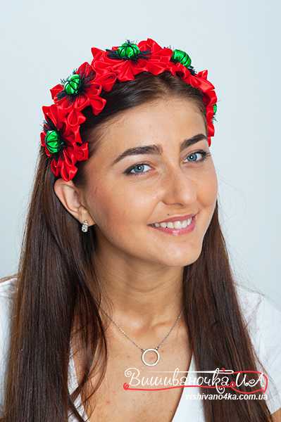 Віночок із стрічок, на обручі 0203 - фото 2 vishivano4ka.com.ua