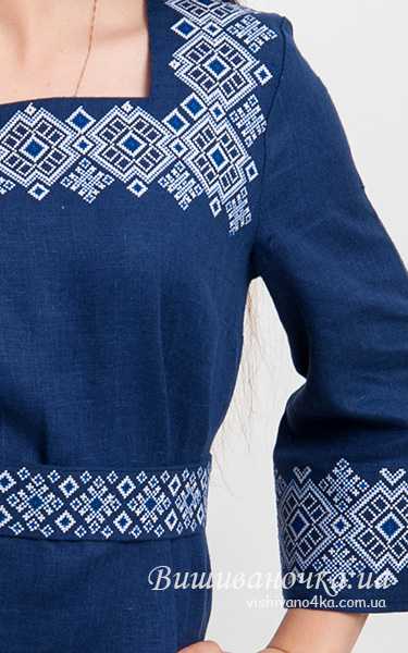 Жіноче плаття синього кольору 8015 - фото 2 vishivano4ka.com.ua