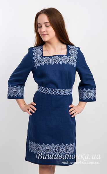 Жіноче плаття синього кольору 8015 - фото 1 vishivano4ka.com.ua