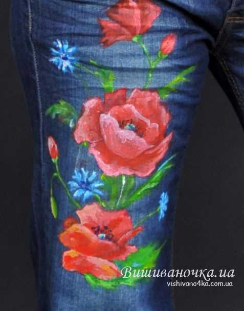 Художній розпис джинсів 3411 - фото 2 vishivano4ka.com.ua