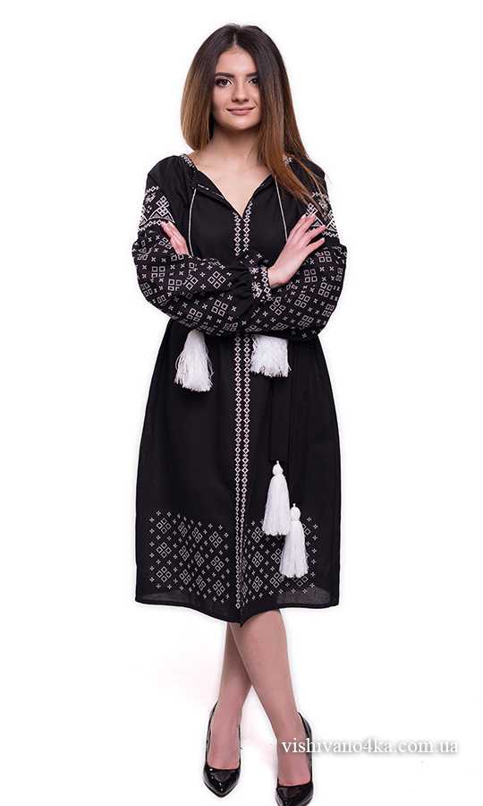 Гарне чорне вишите плаття SL12 - фото 1 vishivano4ka.com.ua