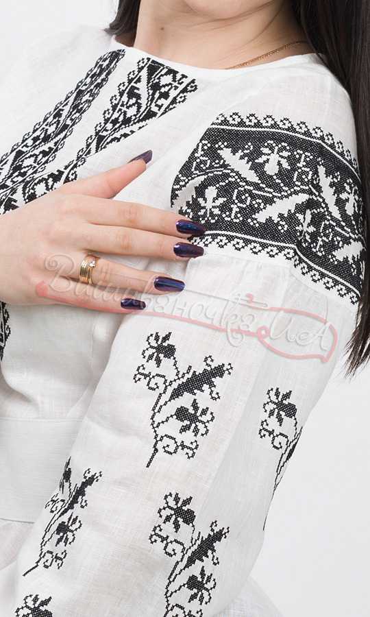 Стильна біла сорочка з чорною вишивкою 7231 - фото 1 vishivano4ka.com.ua