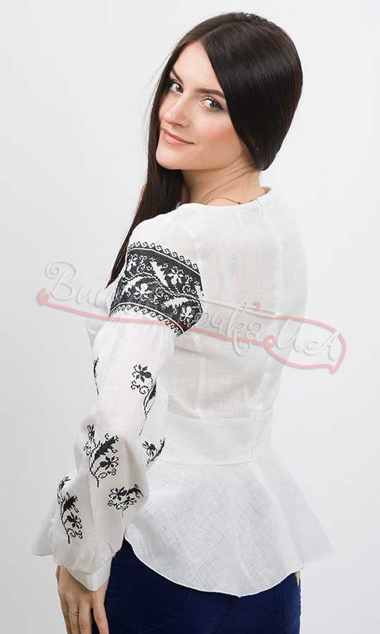 Стильна біла сорочка з чорною вишивкою 7231 - фото 3 vishivano4ka.com.ua