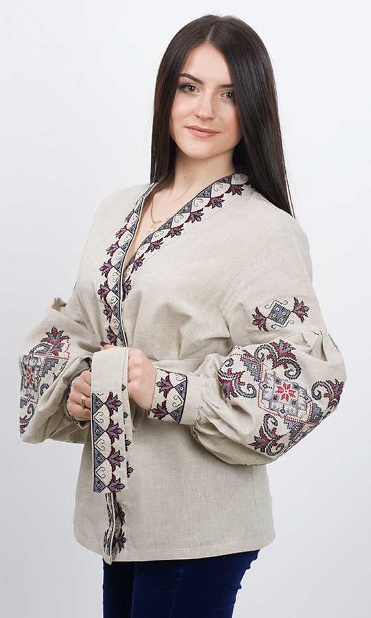 Эксклюзивная блузка из натурального льна 7304 - фото 2 vishivano4ka.com.ua