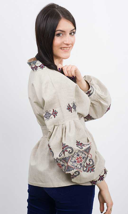 Эксклюзивная блузка из натурального льна 7304 - фото 3 vishivano4ka.com.ua